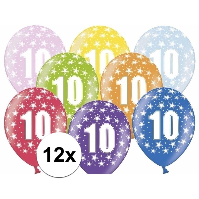 10 jaar geworden ballonnen met sterren 12x