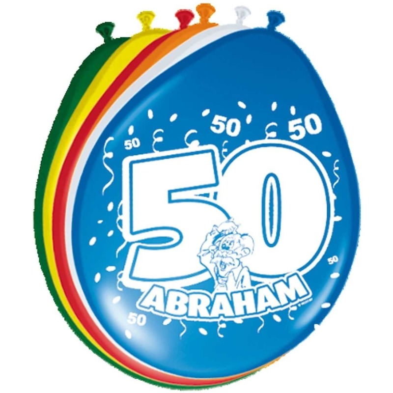 16x stuks Feestartikelen Ballonnen 50 jaar Abraham