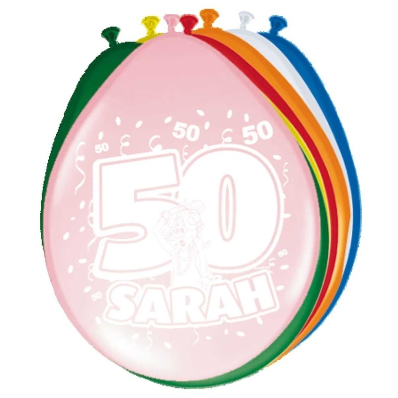 16x stuks Feestartikelen Ballonnen 50 jaar Sarah