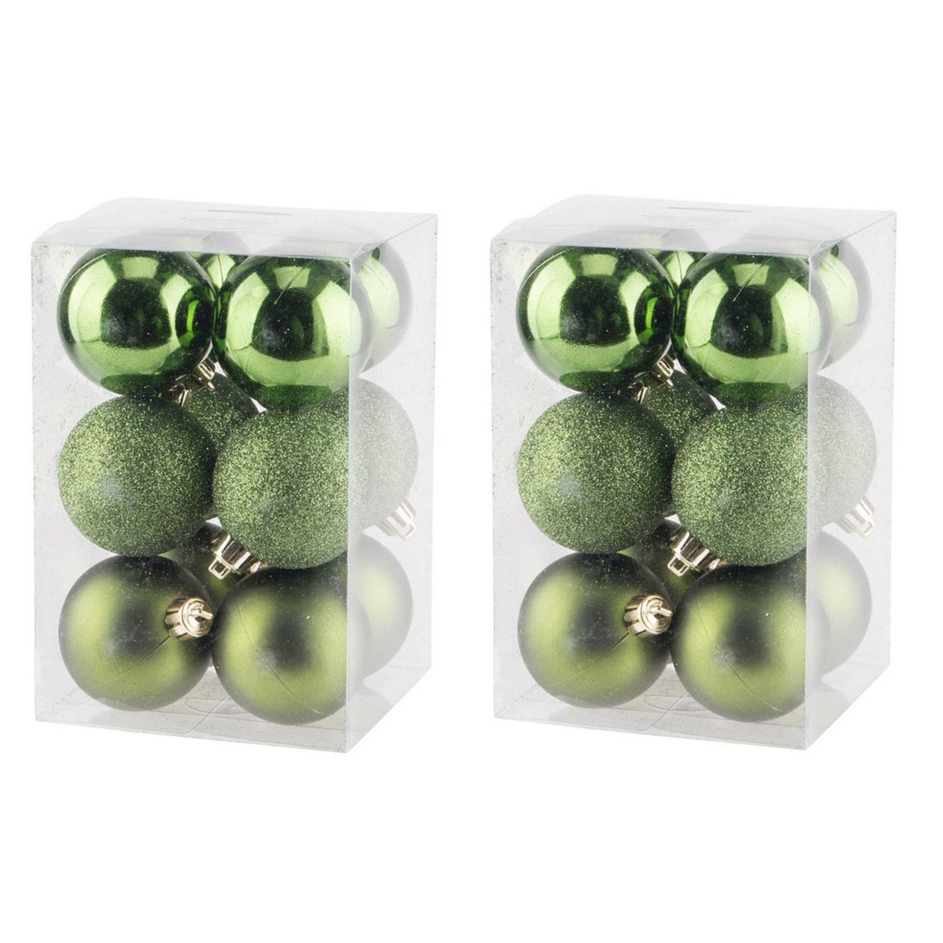 24x Appelgroene kerstballen 6 cm kunststof mat/glans