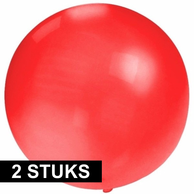 2x Feestartikelen reuze rode ballonnen 60 cm geschikt voor lucht of helium