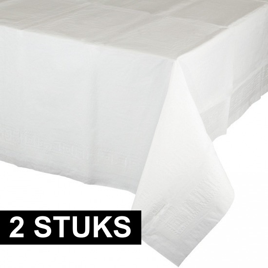 2x Feestartikelen Tafelkleden wit 274x137 cm