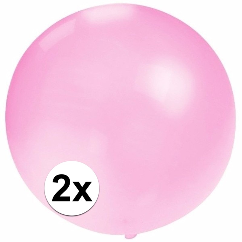 2x stuks feestartikelen reuze baby roze ballonnen 60 cm geschikt voor lucht of helium