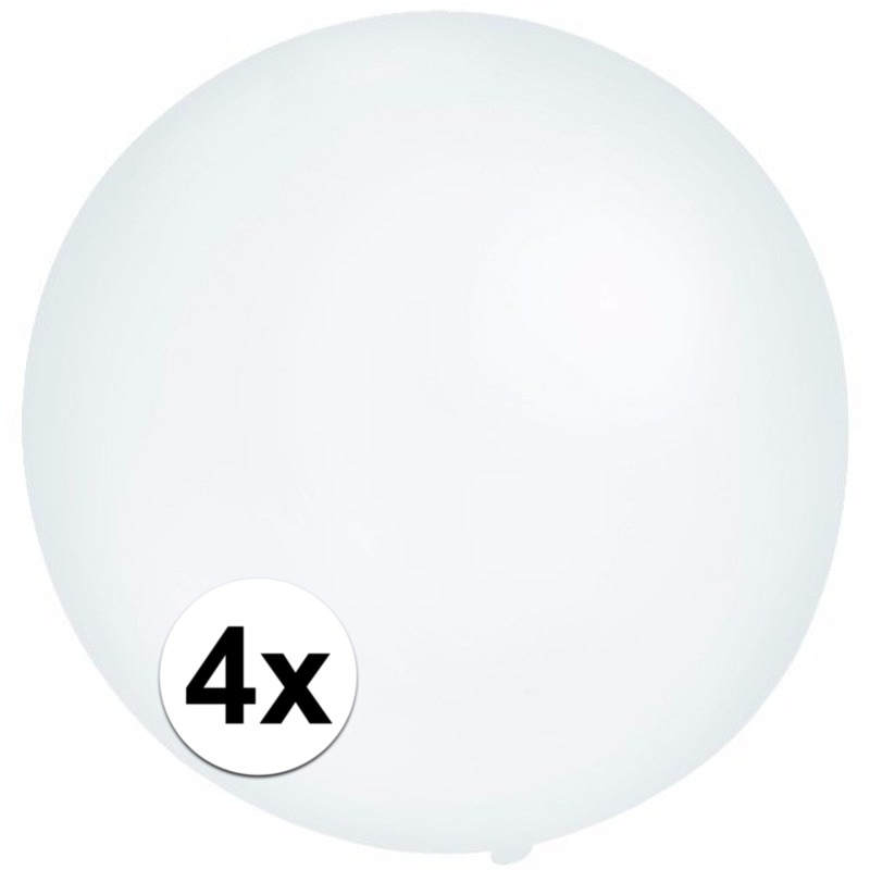 4x Feestartikelen reuze transparante ballonnen 60 cm geschikt voor lucht of helium