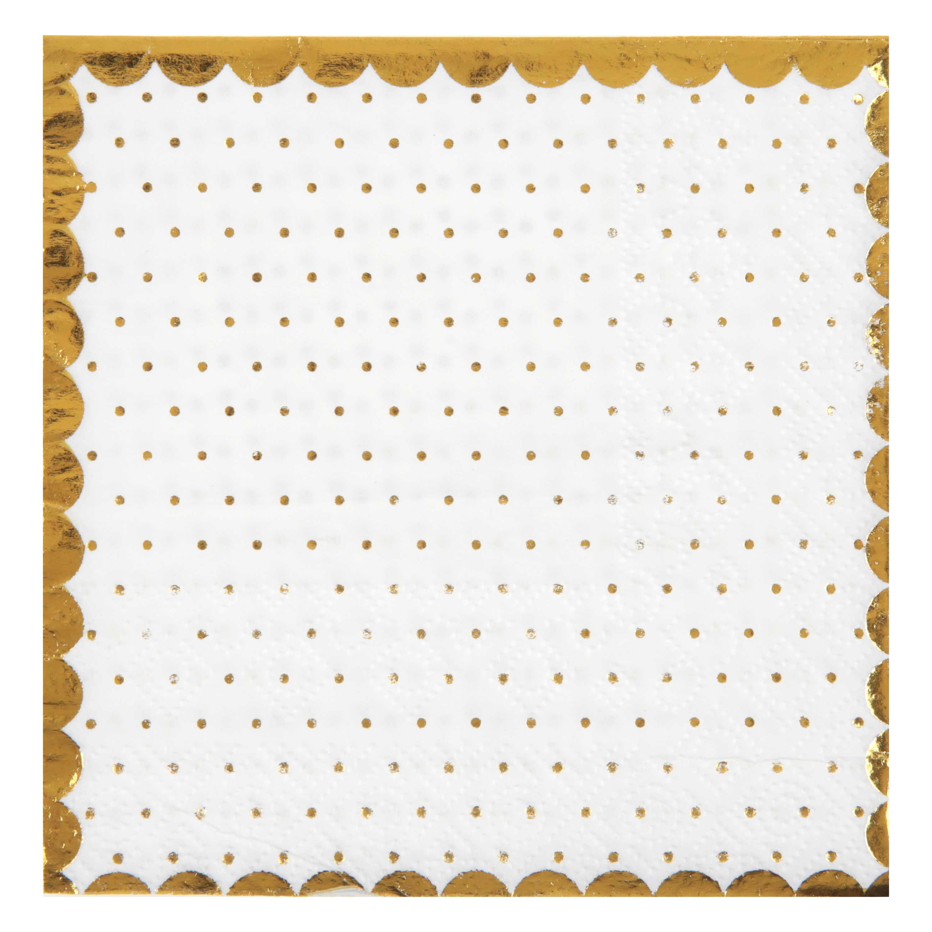 Feest servetten - stippen - 20x stuks - 25 x 25 cm - papier - wit/goud