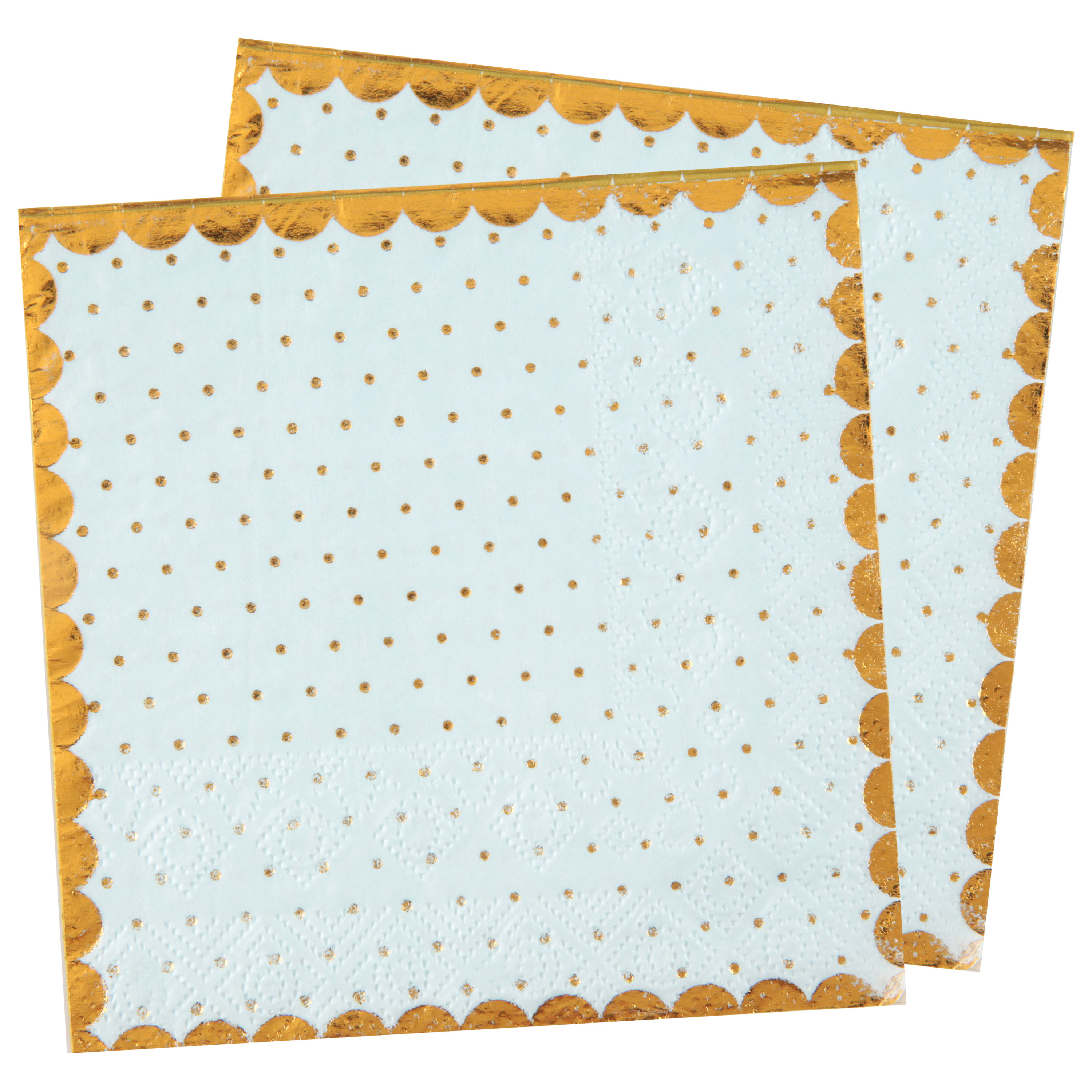Feest servetten - stippen - 40x stuks - 25 x 25 cm - papier - blauw/goud