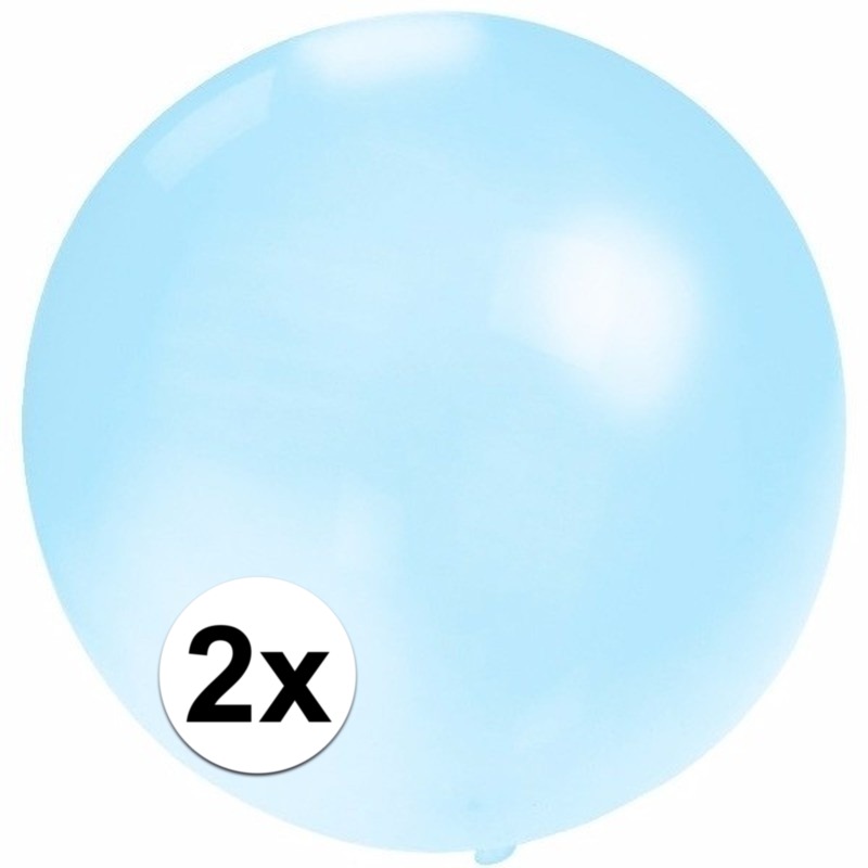 Feestartikelen 2x reuze baby blauwe ballonnen 60 cm geschikt voor lucht of helium