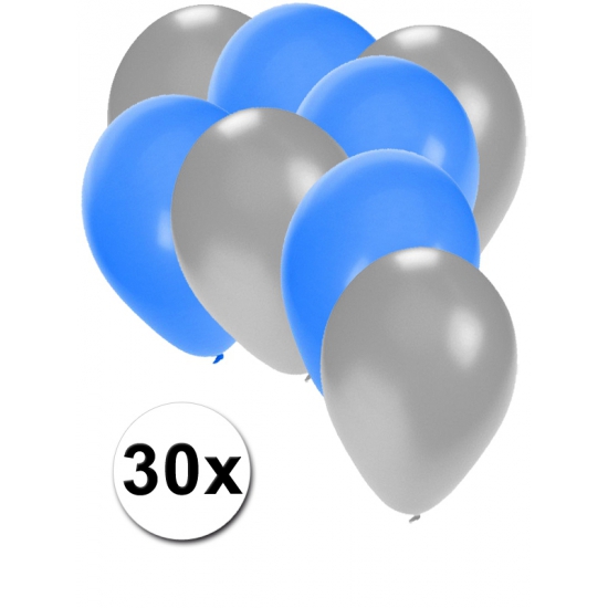 Feestartikelen Ballonnen zilver/blauw