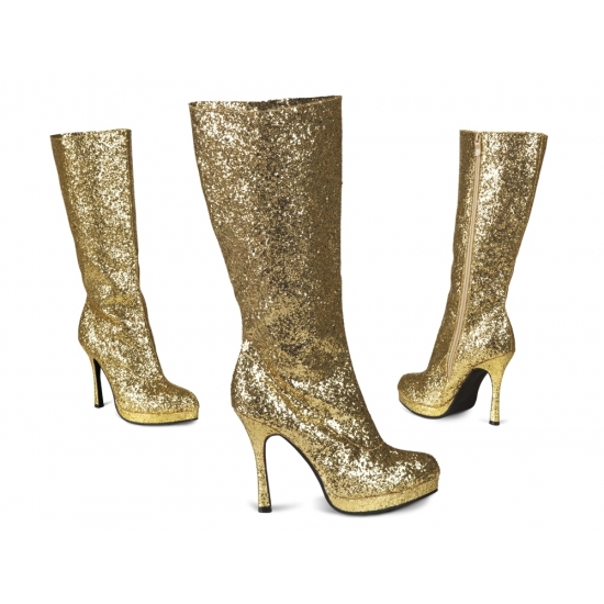 Gouden laarzen met glitter