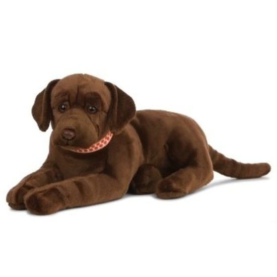 Grote pluche bruine labrador hond knuffel 60 cm speelgoed. liggende bruine knuffel labrador hond met ...