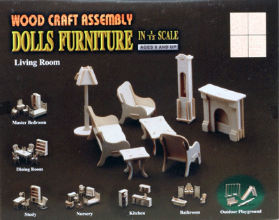 Poppenhuis interieur set meubels van hout