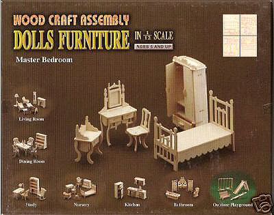 Poppenhuis interieur set meubels van hout