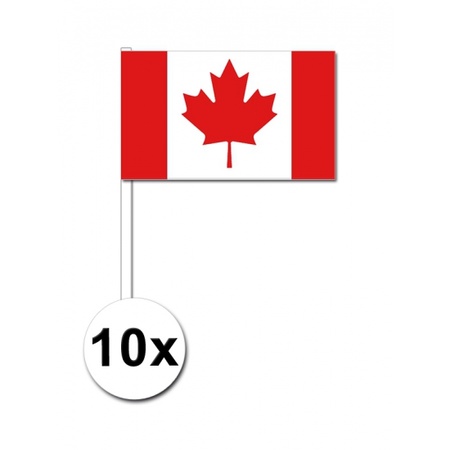 Feestartikelen zwaaivlaggetjes Canada 10 stuks