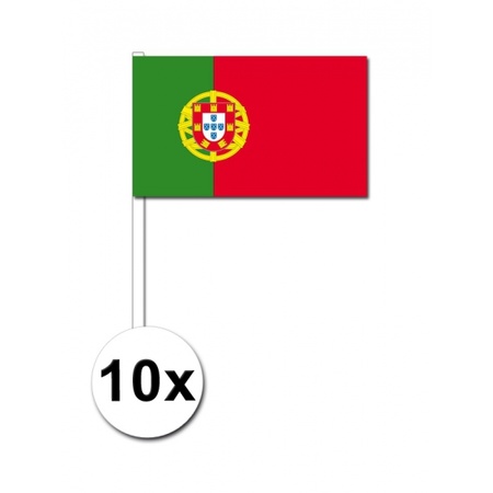 Feestartikelen zwaaivlaggetjes Portugal 10 stuks