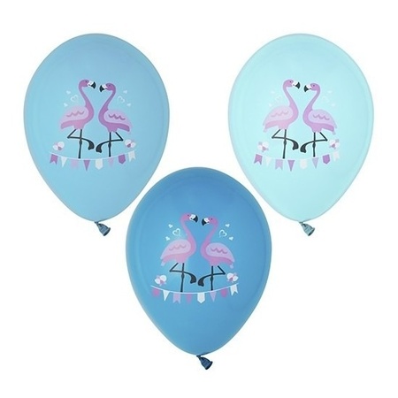 12x Flamingo theme print balloons 29 cm