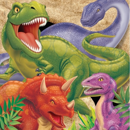 Dinosaurus themafeest servetten 16 stuks