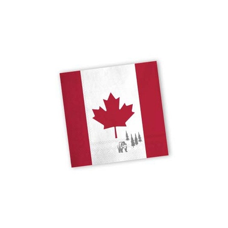 20x stuks Canada landen vlag thema servetten 33 x 33 cm