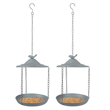 2x pieces metal bird bath/feeding hanging 30 cm