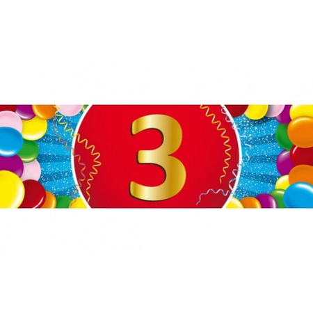 Feestartikelen Ballonnen 3 jaar van 30 cm 16 stuks + sticker