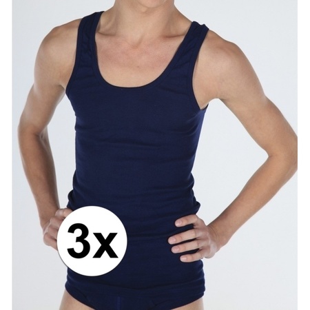 3x Navy Beeren mens underwear singlet - size M