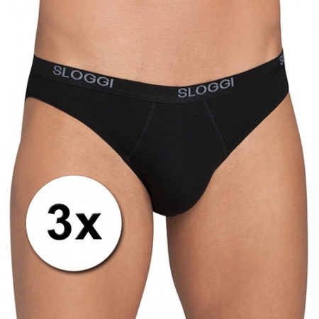3x Zwarte Sloggi basic mini slips voor heren