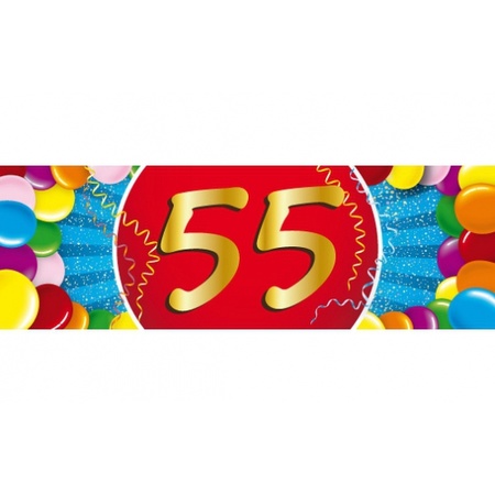 Feestartikelen Ballonnen 55 jaar van 30 cm 16 stuks + sticker