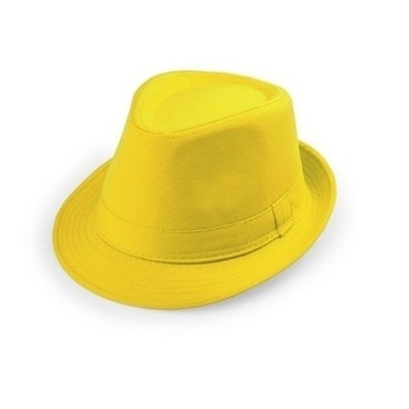 6x Gele gangster hoedjes voor volwassenen