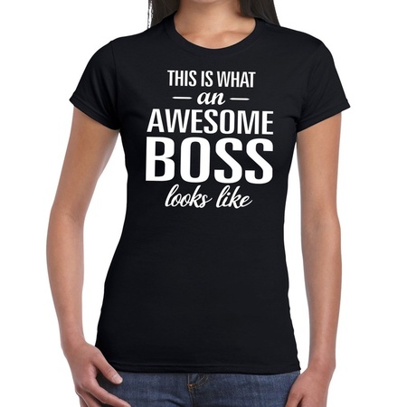 Awesome Boss tekst t-shirt zwart dames