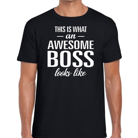 Awesome Boss tekst t-shirt zwart heren