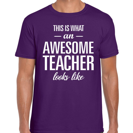 Awesome Teacher cadeau meesterdag t-shirt paars heren
