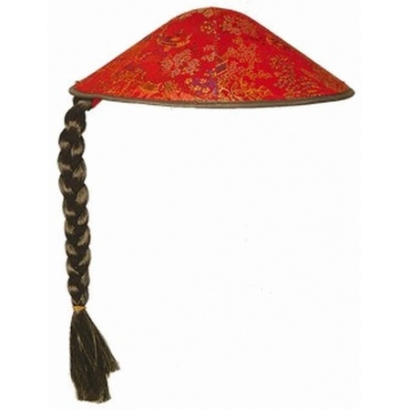 Asian carnaval hat red with braid