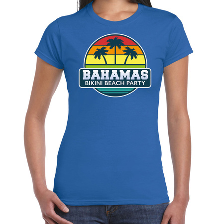 Bahamas zomer t-shirt / shirt Bahamas bikini beach party blauw voor dames