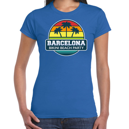 Barcelona zomer t-shirt / shirt Barcelona bikini beach party blauw voor dames