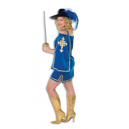 Carnavalskleding Blauw musketiers jurkje voor dames