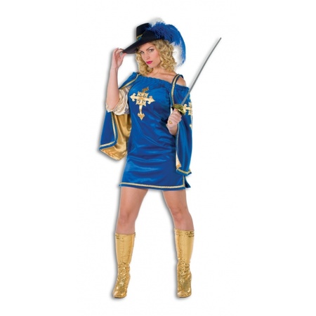 Carnavalskleding Blauw musketiers jurkje voor dames
