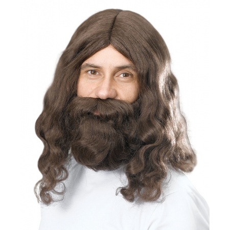 Feestartikelen Bruine Jezus pruik en baard