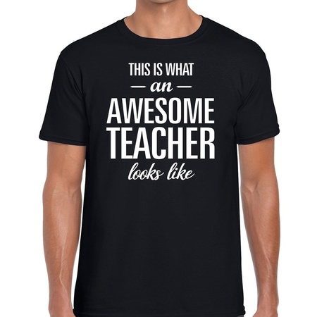 Cadeau t-shirt voor heren - awesome teacher - docent/leraar bedankje - meesterdag - zwart