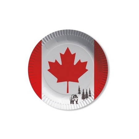 Canada flag theme disposable plates 8x pieces