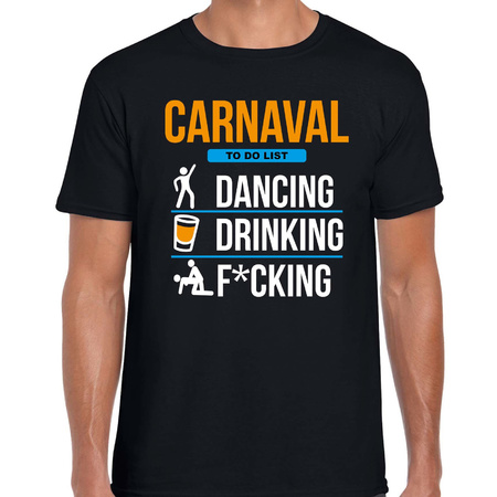 Carnaval t-shirt to do  list zwart  heren - Foute Carnaval outfit