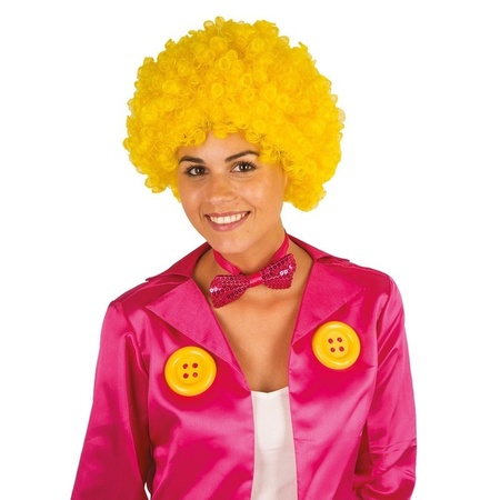 Curly yellow clown wig