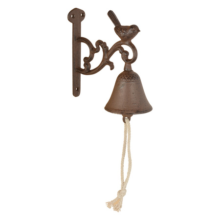 Doorbell brown cast iron  with a bird 15 cm