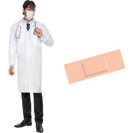 Feestartikelen voordelig dokter kostuum 48/50 (M) met gratis pleister voor heren