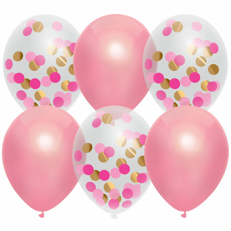 Party decorations pink-color-mix balloons set of 18x