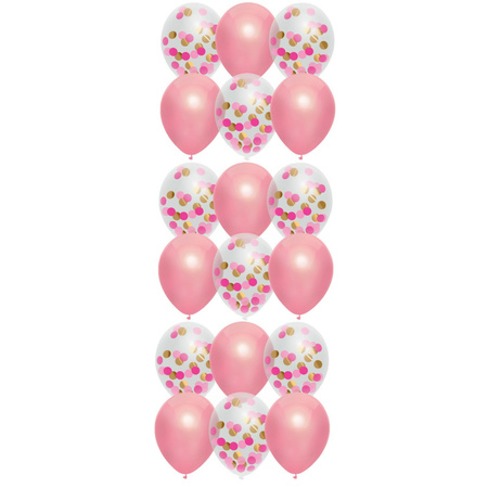 Party decorations pink-color-mix balloons set of 18x
