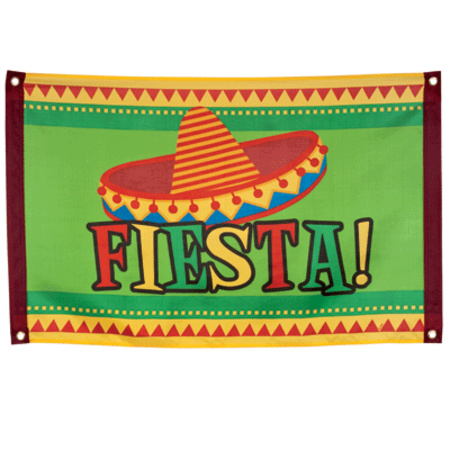 Feestartikelen Fiesta vlag met Mexicaanse hoed