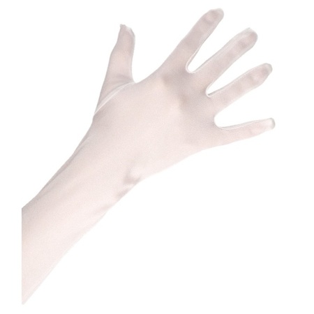 Glamour satijnen lange witte handschoenen