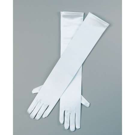 Glamour satijnen lange witte handschoenen