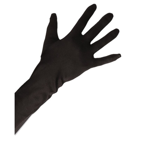 Black long satin gloves for adults