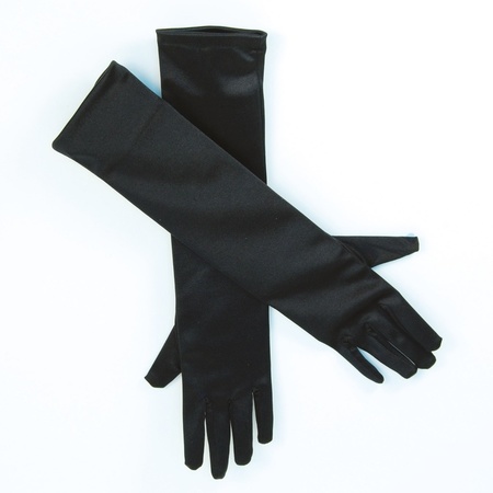 Black long satin gloves for adults