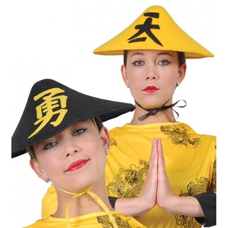 Aziatische Chinese hoed geel voor volwassenen